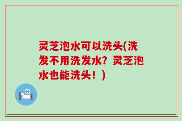 灵芝泡水可以洗头(洗发不用洗发水？灵芝泡水也能洗头！)