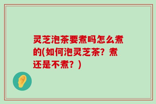 灵芝泡茶要煮吗怎么煮的(如何泡灵芝茶？煮还是不煮？)