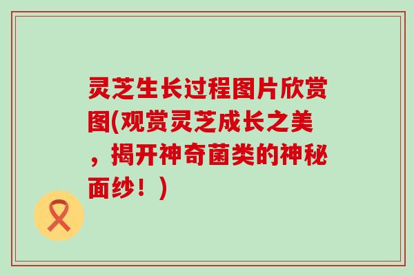 灵芝生长过程图片欣赏图(观赏灵芝成长之美，揭开神奇菌类的神秘面纱！)