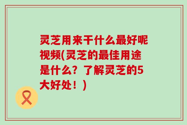 灵芝用来干什么好呢视频(灵芝的佳用途是什么？了解灵芝的5大好处！)