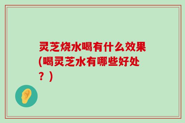 灵芝烧水喝有什么效果(喝灵芝水有哪些好处？)