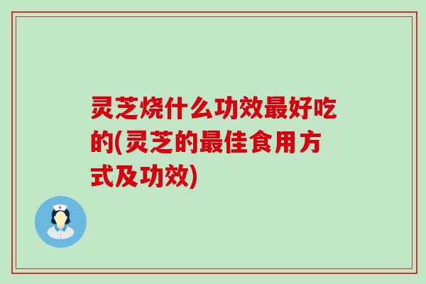 灵芝烧什么功效好吃的(灵芝的佳食用方式及功效)