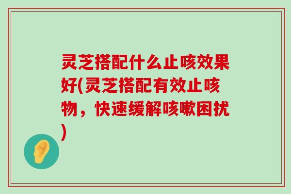 灵芝搭配什么止咳效果好(灵芝搭配有效止咳物，快速缓解困扰)