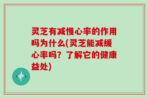 灵芝有减慢心率的作用吗为什么(灵芝能减缓心率吗？了解它的健康益处)