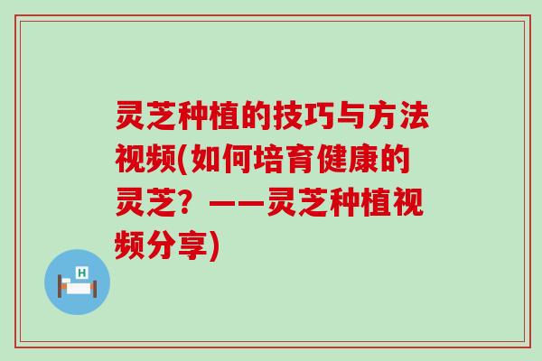 灵芝种植的技巧与方法视频(如何培育健康的灵芝？——灵芝种植视频分享)