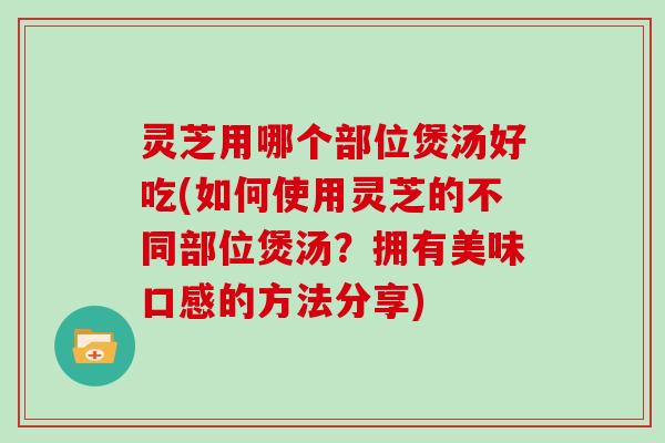 灵芝用哪个部位煲汤好吃(如何使用灵芝的不同部位煲汤？拥有美味口感的方法分享)