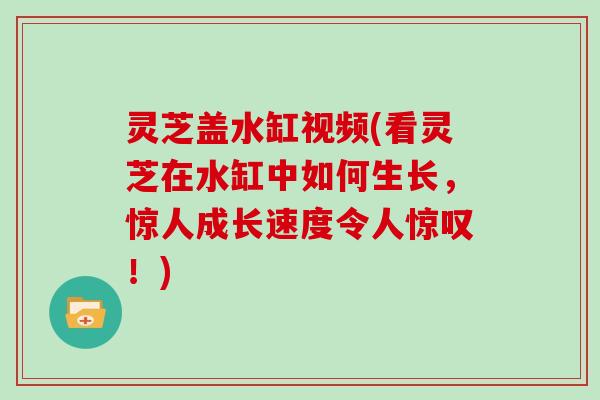 灵芝盖水缸视频(看灵芝在水缸中如何生长，惊人成长速度令人惊叹！)