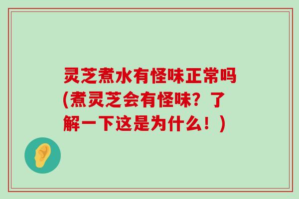 灵芝煮水有怪味正常吗(煮灵芝会有怪味？了解一下这是为什么！)