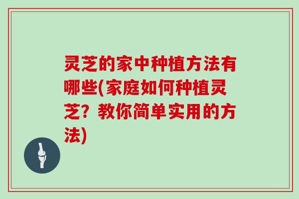 灵芝的家中种植方法有哪些(家庭如何种植灵芝？教你简单实用的方法)