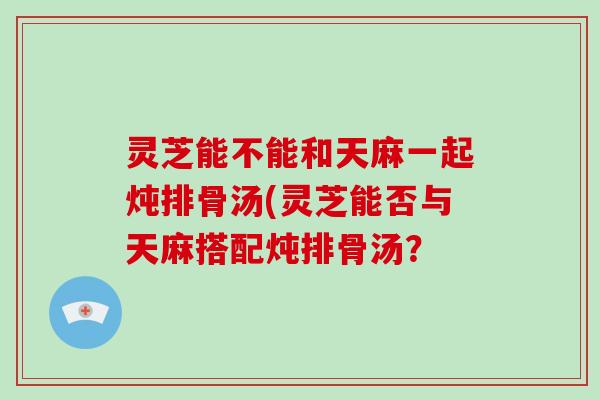 灵芝能不能和天麻一起炖排骨汤(灵芝能否与天麻搭配炖排骨汤？