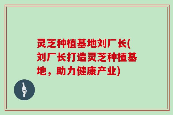 灵芝种植基地刘厂长(刘厂长打造灵芝种植基地，助力健康产业)