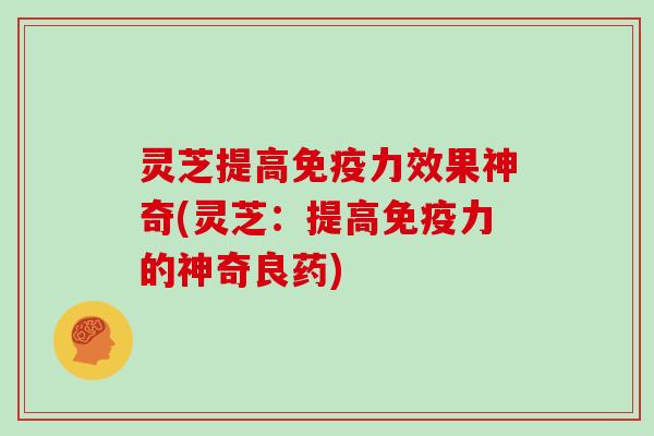 灵芝提高免疫力效果神奇(灵芝：提高免疫力的神奇良药)