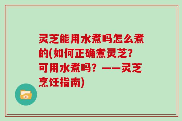 灵芝能用水煮吗怎么煮的(如何正确煮灵芝？可用水煮吗？——灵芝烹饪指南)