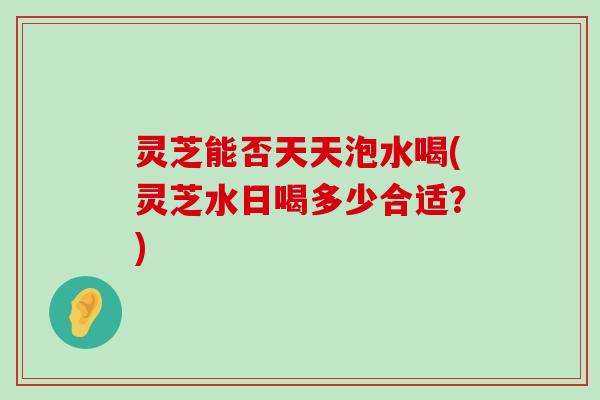 灵芝能否天天泡水喝(灵芝水日喝多少合适？)