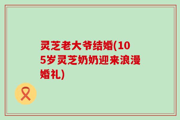 灵芝老大爷结婚(105岁灵芝奶奶迎来浪漫婚礼)