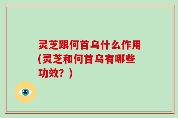 灵芝跟何首乌什么作用(灵芝和何首乌有哪些功效？)