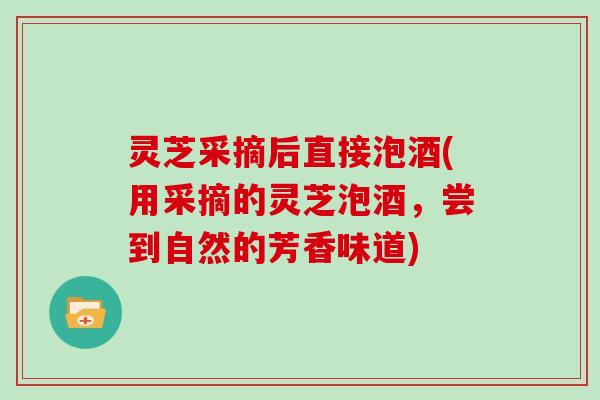 灵芝采摘后直接泡酒(用采摘的灵芝泡酒，尝到自然的芳香味道)