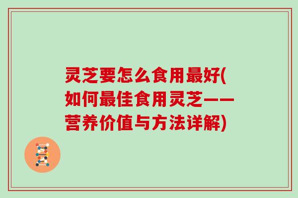 灵芝要怎么食用好(如何佳食用灵芝——营养价值与方法详解)