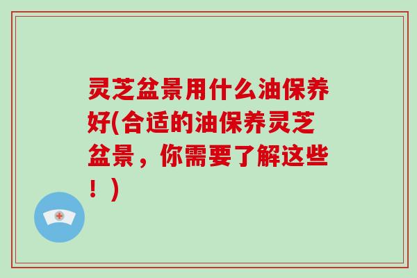 灵芝盆景用什么油保养好(合适的油保养灵芝盆景，你需要了解这些！)