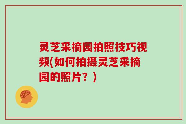 灵芝采摘园拍照技巧视频(如何拍摄灵芝采摘园的照片？)