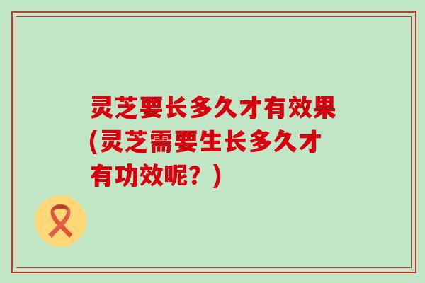 灵芝要长多久才有效果(灵芝需要生长多久才有功效呢？)