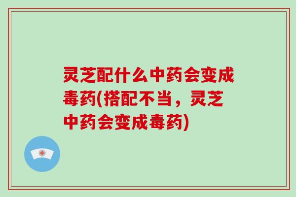 灵芝配什么会变成毒药(搭配不当，灵芝会变成毒药)