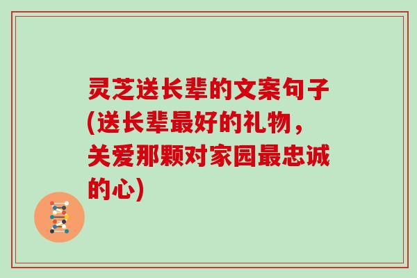 灵芝送长辈的文案句子(送长辈好的礼物，关爱那颗对家园忠诚的心)