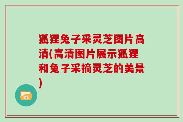 狐狸兔子采灵芝图片高清(高清图片展示狐狸和兔子采摘灵芝的美景)