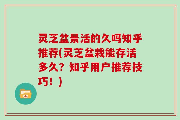 灵芝盆景活的久吗知乎推荐(灵芝盆栽能存活多久？知乎用户推荐技巧！)