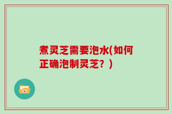 煮灵芝需要泡水(如何正确泡制灵芝？)