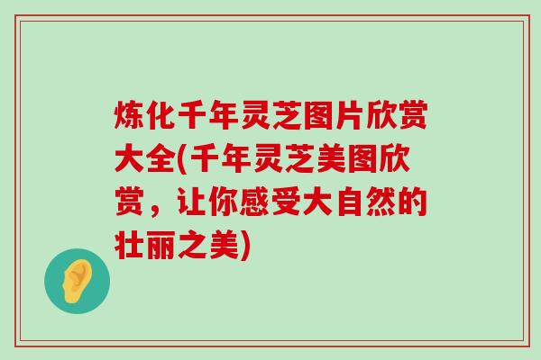 炼化千年灵芝图片欣赏大全(千年灵芝美图欣赏，让你感受大自然的壮丽之美)