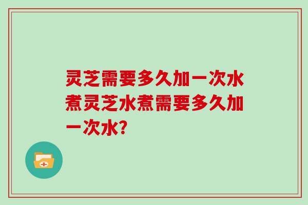 灵芝需要多久加一次水煮灵芝水煮需要多久加一次水？