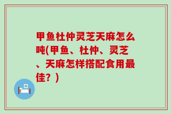 甲鱼杜仲灵芝天麻怎么吨(甲鱼、杜仲、灵芝、天麻怎样搭配食用佳？)