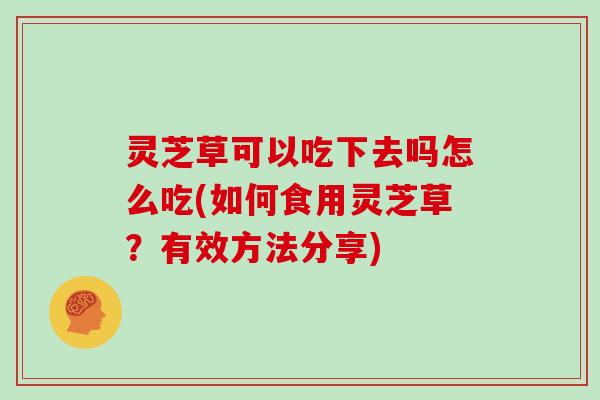 灵芝草可以吃下去吗怎么吃(如何食用灵芝草？有效方法分享)