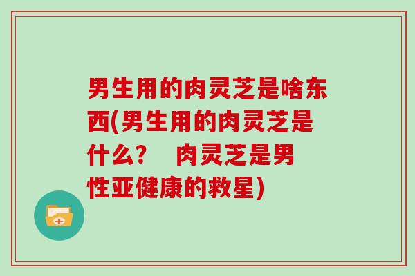 男生用的肉灵芝是啥东西(男生用的肉灵芝是什么？  肉灵芝是男性的救星)