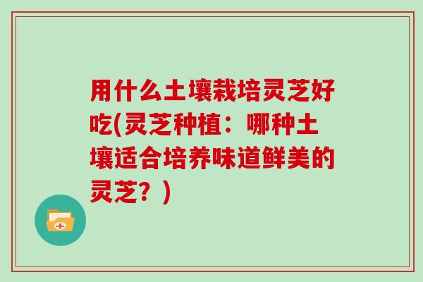 用什么土壤栽培灵芝好吃(灵芝种植：哪种土壤适合培养味道鲜美的灵芝？)