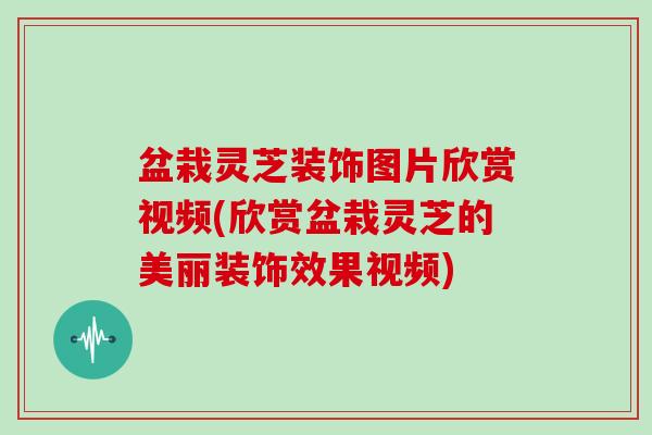 盆栽灵芝装饰图片欣赏视频(欣赏盆栽灵芝的美丽装饰效果视频)