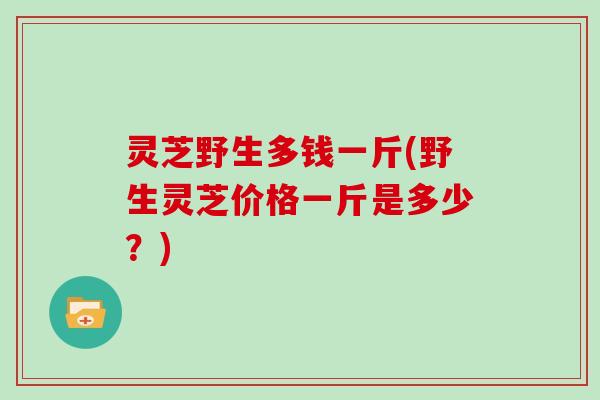 灵芝野生多钱一斤(野生灵芝价格一斤是多少？)