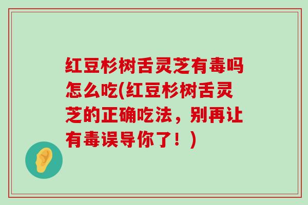 红豆杉树舌灵芝有毒吗怎么吃(红豆杉树舌灵芝的正确吃法，别再让有毒误导你了！)