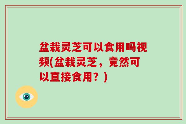 盆栽灵芝可以食用吗视频(盆栽灵芝，竟然可以直接食用？)