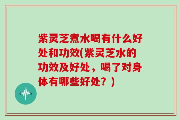 紫灵芝煮水喝有什么好处和功效(紫灵芝水的功效及好处，喝了对身体有哪些好处？)