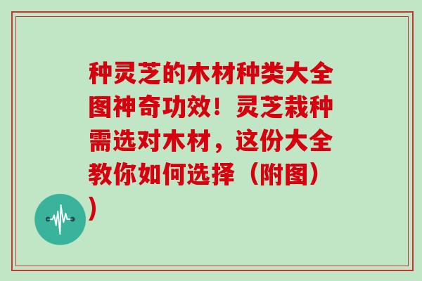 种灵芝的木材种类大全图神奇功效！灵芝栽种需选对木材，这份大全教你如何选择（附图）)