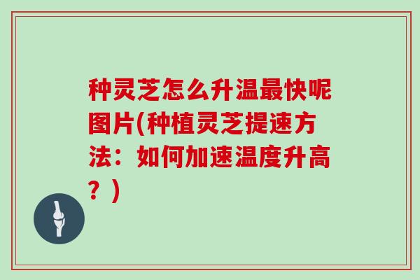 种灵芝怎么升温快呢图片(种植灵芝提速方法：如何加速温度升高？)