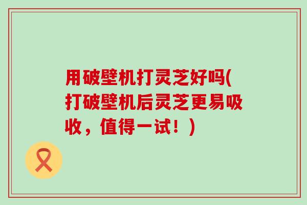 用破壁机打灵芝好吗(打破壁机后灵芝更易吸收，值得一试！)