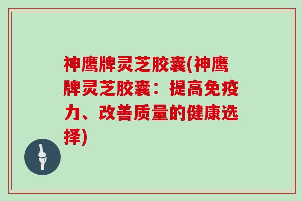 神鹰牌灵芝胶囊(神鹰牌灵芝胶囊：提高免疫力、改善质量的健康选择)