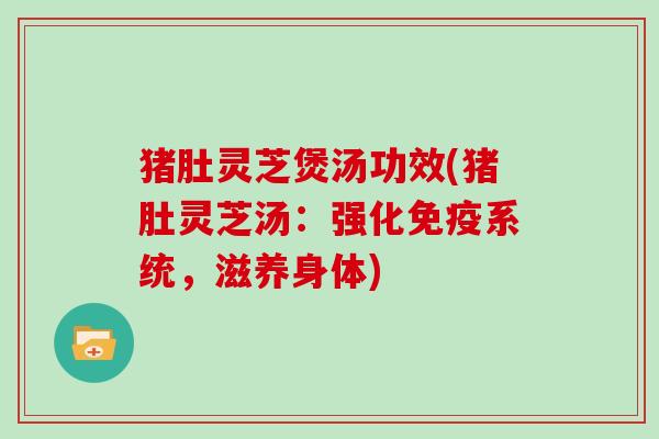 猪肚灵芝煲汤功效(猪肚灵芝汤：强化免疫系统，滋养身体)