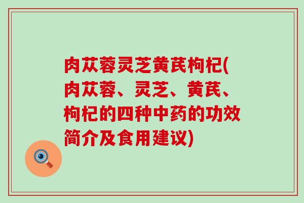 肉苁蓉灵芝黄芪枸杞(肉苁蓉、灵芝、黄芪、枸杞的四种的功效简介及食用建议)