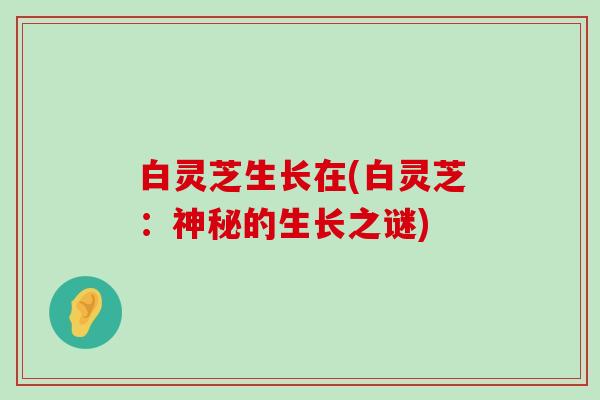 白灵芝生长在(白灵芝：神秘的生长之谜)