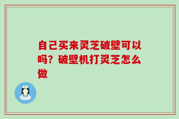 自己买来灵芝破壁可以吗？破壁机打灵芝怎么做