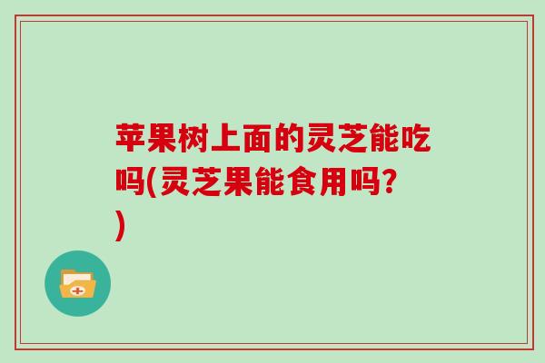 苹果树上面的灵芝能吃吗(灵芝果能食用吗？)